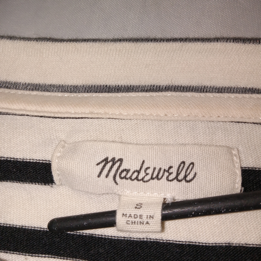 Madewell Gray/Cream Cotton Dress Small - Picture 3 of 6